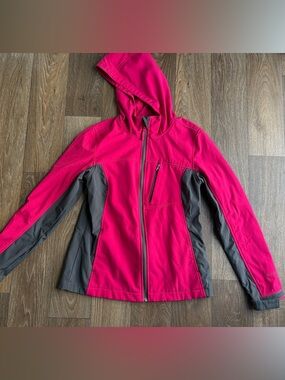 Hooded Pink & Gray Softshell Rain Jacket